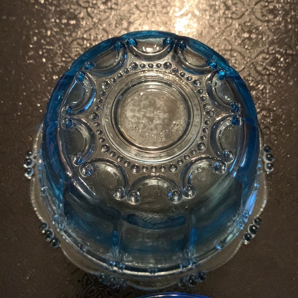 🎉Host Pick 🎉 Oyster Pearl Pattern Depression Glass Aqua Blue Candy Dish - Picture 8 of 11